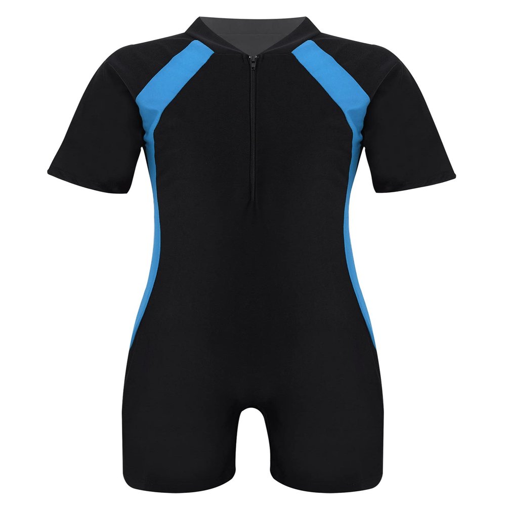 Fldy Kids Boys Girls One Piece Rash Guard Swimsuit UPF 50+ UV Sun Protection Bathing Suit Swimming Costumes Blue 8-12 Years