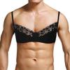 Sywiyi Mens Underwear Sissy Lace Unlined Shelf Bra Tops Adjustable Shoulder Straps Bralette Black X-Large view 2