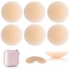 Bonamona Nipple Covers 3 Pairs, Nipple Pasties for Women Reusable, Ultra Thin Pasties Nipple Covers Adhesive Silicone Breast Petals (Nude) with Travel Box view 1