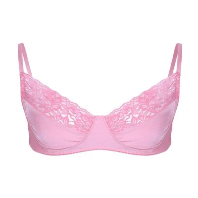 Sywiyi Mens Underwear Sissy Lace Unlined Shelf Bra Tops Adjustable Shoulder Straps Bralette Pink XX-Large