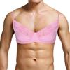 Sywiyi Mens Underwear Sissy Lace Unlined Shelf Bra Tops Adjustable Shoulder Straps Bralette Pink XX-Large view 2