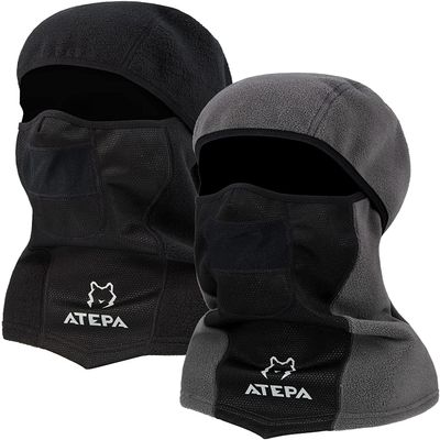 ATEPA Balaclava Ski Mask Thermal Winter Face Mask for Cold Weather Winter Skiing Snowboarding Motorcycling Cycling Running Ice Fishing Windproof Ski Face Mask for Men Women, Black Grey 2 Packs Fleece