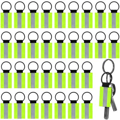MTLEE 30 Pieces Double Sided Reflective Keychain Label High Visibility Backpack Zipper Pulls Nylon Reflectors Tags Reflective Gear Safety Backpack Tag for Adults Jacket Schoolbag Purse Dog Collar