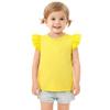 Magic Park 12M-14Y Baby Girl Blouse Toddler Short Long Ruffle T-Shirts Kids Girl Solid Color Tee Casual Tops for Girls (0033G_Yellow, 2-3 Years) view 1
