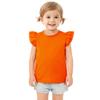 Magic Park 12M-14Y Baby Girl Blouse Toddler Short Long Ruffle T-Shirts Kids Girl Solid Color Tee Casual Tops for Girls (0033H_Orange, 3-4 Years) view 1