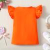Magic Park 12M-14Y Baby Girl Blouse Toddler Short Long Ruffle T-Shirts Kids Girl Solid Color Tee Casual Tops for Girls (0033H_Orange, 3-4 Years) view 2