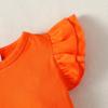 Magic Park 12M-14Y Baby Girl Blouse Toddler Short Long Ruffle T-Shirts Kids Girl Solid Color Tee Casual Tops for Girls (0033H_Orange, 3-4 Years) view 4