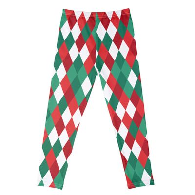 Alvivi Girls Christmas Stretchy Leggings Reindeer Print Ankle Length Tights Seamless Pants Pantyhose Red&Green 5-6 Years