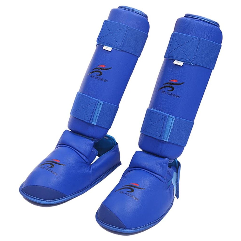 Milageto MMA Shin Guards, Leg,Thai caseing Thai Karate Boxing Protective Gear, Pads for Adults Training Equipment, Link Blue M