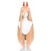 maysuwell Power Cosplay Wigs for Anime Long Orange Wig with Horns for Halloween Costume Party Adult Hair Wig view 1
