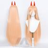 maysuwell Power Cosplay Wigs for Anime Long Orange Wig with Horns for Halloween Costume Party Adult Hair Wig view 2