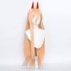 maysuwell Power Cosplay Wigs for Anime Long Orange Wig with Horns for Halloween Costume Party Adult Hair Wig view 3