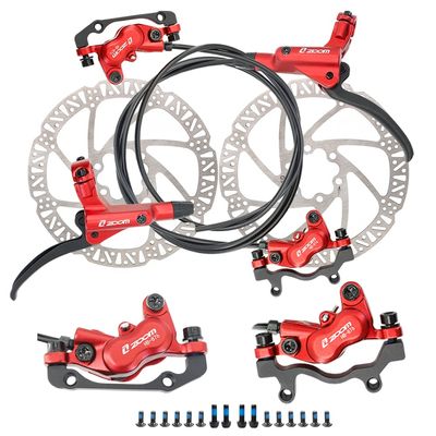 JFOYH zoom HB876 4-Piston Pre-Bled Hydraulic Disc Brake Set for Mountain Bike, Bike Disc Brake Kit with 160mm Rotors, Front and Rear Levers(PM Adapter Included) - Left-Front&Right-Rear