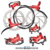 JFOYH zoom HB876 4-Piston Pre-Bled Hydraulic Disc Brake Set for Mountain Bike, Bike Disc Brake Kit with 160mm Rotors, Front and Rear Levers(PM Adapter Included) - Left-Front&Right-Rear view 1