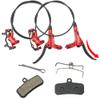 JFOYH zoom HB876 4-Piston Pre-Bled Hydraulic Disc Brake Set for Mountain Bike, Bike Disc Brake Kit with 160mm Rotors, Front and Rear Levers(PM Adapter Included) - Left-Front&Right-Rear view 3
