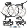 JFOYH zoom HB876 4-Piston Pre-Bled Hydraulic Disc Brake Set for Mountain Bike, Bike Disc Brake Kit with 160mm Rotors, Front and Rear Levers(PM Adapter Included) - Left-Front&Right-Rear view 1
