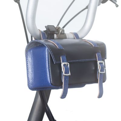 London Craftwork Leather Bag Compatible with Brompton Folding Bikes Black Blue Box-bl-Blue