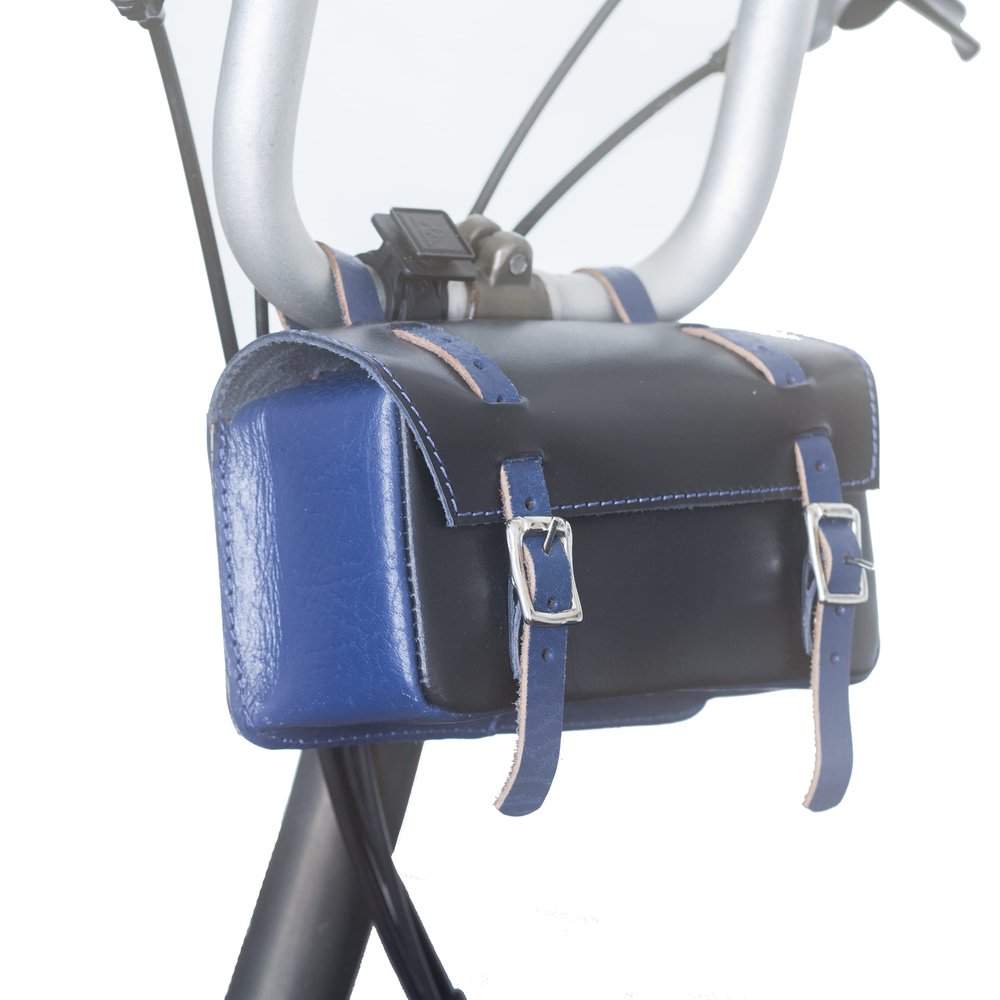 London Craftwork Leather Bag Compatible with Brompton Folding Bikes Black Blue Box-bl-Blue