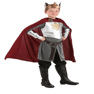 Kid's Knight Costume, Royal Lionheart Knight Outfit, Boys King Costume with Cape and Crown Medium
