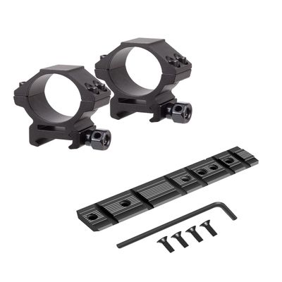GOTICAL 10/22 Weaver and 3/8" Dovetail Mount Dovetail Predrilled Receiver Rail Mount Adapter (Black) (Rail with 30 mm Low Profile Rings)