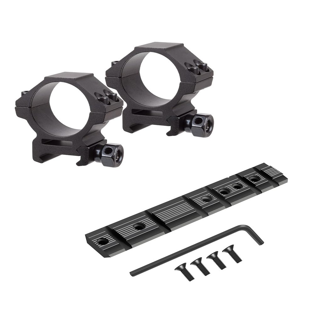 GOTICAL 10/22 Weaver and 3/8" Dovetail Mount Dovetail Predrilled Receiver Rail Mount Adapter (Black) (Rail with 30 mm Low Profile Rings)