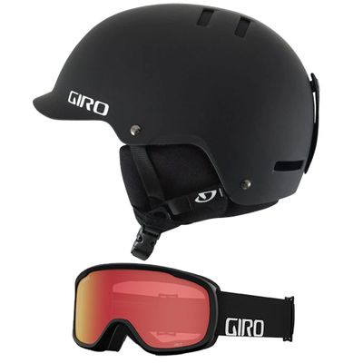 Giro Surface Snowboard Ski Helmet Goggle Combo Matte Black w/Black Wordmark Flash L (59-62.5cm)