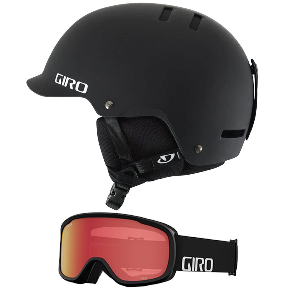 Giro Surface Snowboard Ski Helmet Goggle Combo Matte Black w/Black Wordmark Flash L (59-62.5cm)