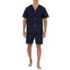 Fruit of the Loom mens Broadcloth Short Sleeve Pajama Set, Midnight Blue, Medium US view 1
