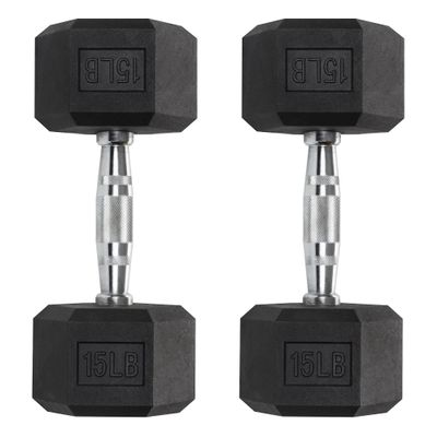 Iron Crush Hex Dumbbells - Heavy Duty PVC Coated Weights, Chrome-Plated Knurled Handles - Workout, Exercise, Lifting, Body Building Home Gym Training Gear - 3 Lb to 50Lb Options - Sold in Pairs