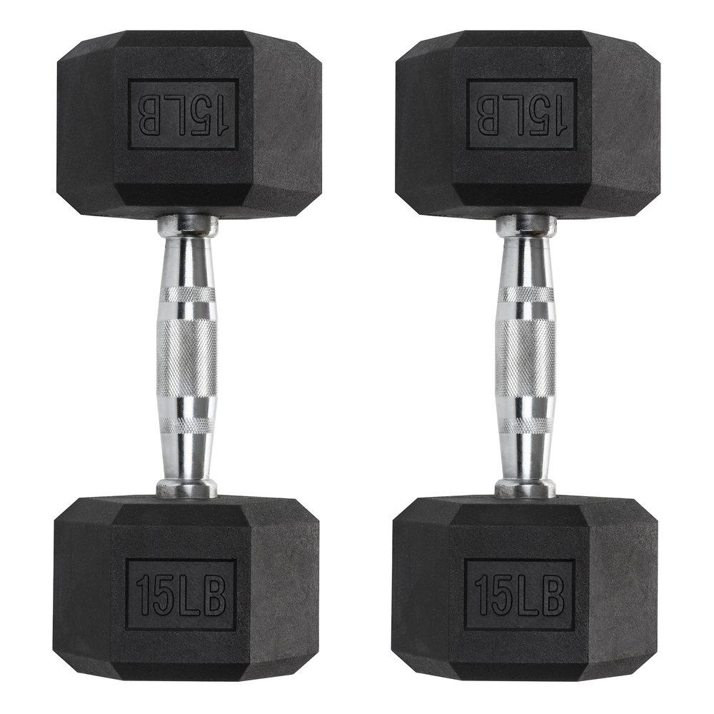 Iron Crush Hex Dumbbells - Heavy Duty PVC Coated Weights, Chrome-Plated Knurled Handles - Workout, Exercise, Lifting, Body Building Home Gym Training Gear - 3 Lb to 50Lb Options - Sold in Pairs