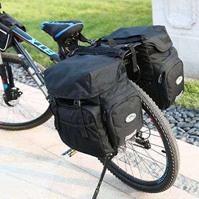 Waterproof Heavy Duty Electric Bike Ebike Bicycle Rear Rack Saddle Bags (Color: Black)