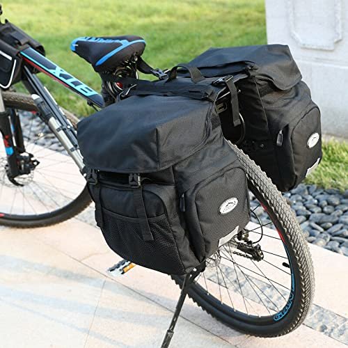 Waterproof Heavy Duty Electric Bike Ebike Bicycle Rear Rack Saddle Bags (Color: Black)