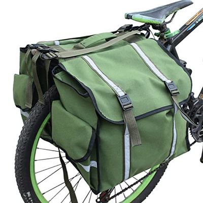Waterproof Heavy Duty Electric Bike Ebike Bicycle Rear Rack Saddle Bags (Color: Green)