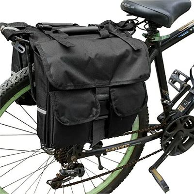Waterproof Heavy Duty Electric Bike Ebike Bicycle Rear Rack Saddle Bags (Color: Black 1)