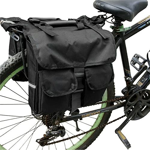 Waterproof Heavy Duty Electric Bike Ebike Bicycle Rear Rack Saddle Bags (Color: Black 1)