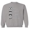 0445. Eat Sleep Game Repeat Video Gamer Funny Gift Gaming Graphic Men's Crewneck Sweatshirt (Light Gray Small) view 1