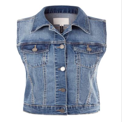Design by Olivia Women's Sleeveless Button Down Jean Denim Jacket Vest Medium Denim 2XL
