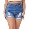 Tulucky Women Plus Size Jean Shorts High Waist Cute Distressed Ripped Folded Hem Denim Shorts(3#DarkBlue,24Plus) view 1