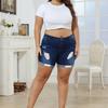 Tulucky Women Plus Size Jean Shorts High Waist Cute Distressed Ripped Folded Hem Denim Shorts(3#DarkBlue,24Plus) view 3