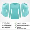 BaHoki Essentials Long Sleeve V-Neck Undershirts - Great Stretch and Layering Piece - Designed for Maximum Performance - 2 Pack (XS, Aqua) view 3