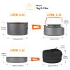 YETO Camping Cookware Set 10pcs Camping Pots and Pans Set Foldable Camping Mess Kit for 2-3 People Hard-Anodized Aluminum Backpacking Cookware Set for Outdoor Hiking Picnic, MediumGrey view 3
