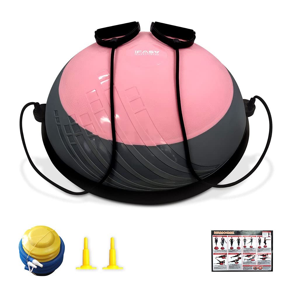 Balance Ball Balance Trainer 660Lbs Weight Capacity, IFAST 23" Half Ball with Resistant Band, Anti Burst Design, Anti-Slip Surface for Home Gym Core Ab Training Yoga Fitness Stability Workout with