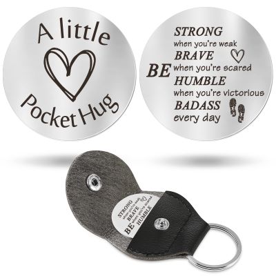 Sureio Pocket Hug Token Gift Long Distance Relationship Keepsake Inspirational Gift Keychain Valentine's Day Gifts(Be Strong Be Brave)
