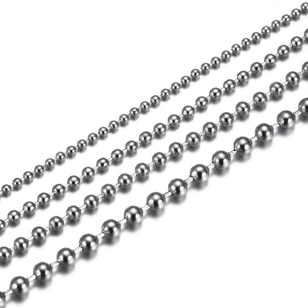 Stainless Steel Silver Ball Chain by INFINIQUE CREATIONS - Bracelet and Silver Necklace for Women and Men, 1mm-5mm, 7'-38', Silver (4mm, 28'', Silver) - 1 Pack