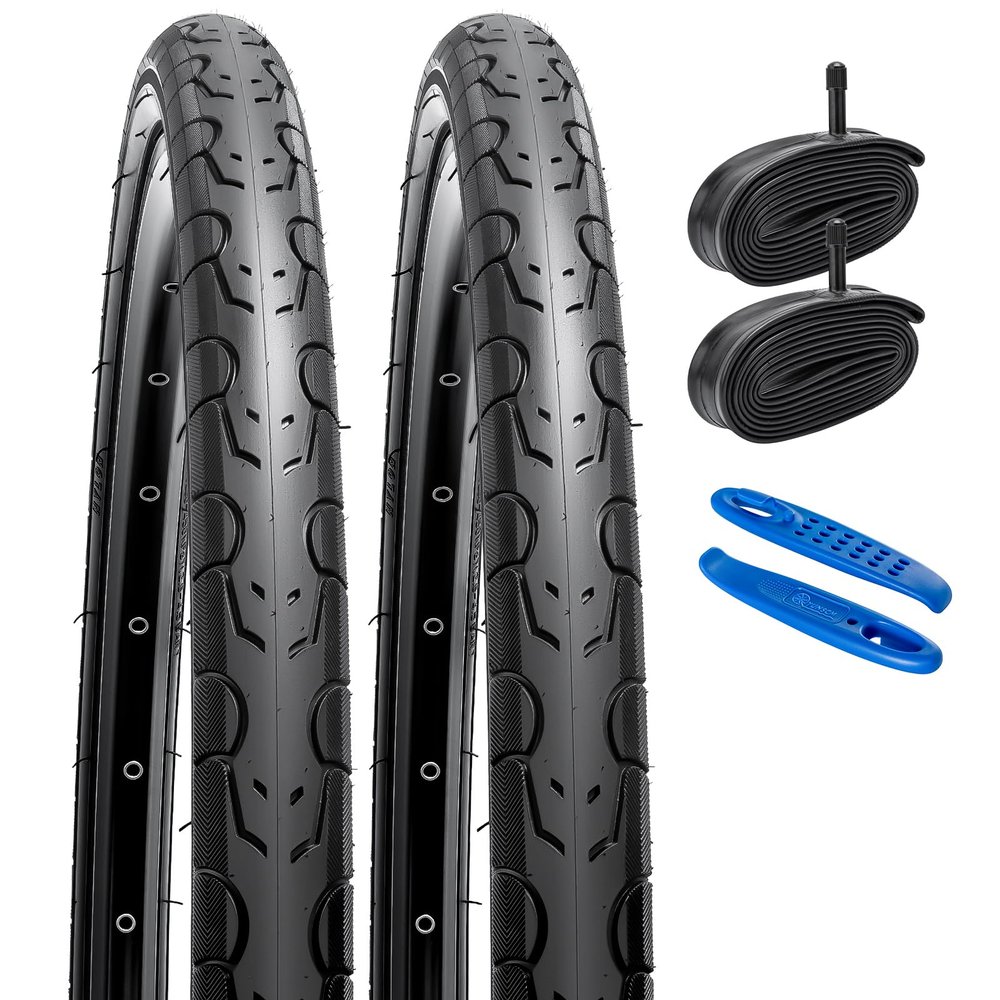 YUNSCM 2-PCS 26" Road Bike Tires 26x1.50/40-559 and 26" Heavy Duty Bike Tubes Schrader Valve Compatible with 26 x 1.50 26X1.5 Bike Bicycle Tires and Tubes (Y-529)