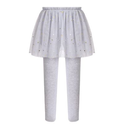 iiniim Toddler Baby Girls Cotton Stretch Footless Pantskirt Leggings Tights Pants with Sequins Tutu Skirt Grey C 12-24 Months