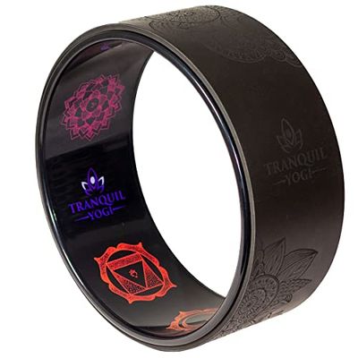 Tranquil Yogi Enlighten Yoga Wheel - Great for Adding Active Strength and Flexibility to Your Exercise and Yoga Practice (Black - Ananda)