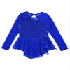 easyforever Kids Girls Ice Figure Skating Roller Skater Leotard Dress Floral Lace Long Sleeve Tutu Skirt Dancewear MM Royal Blue 14 Years view 3