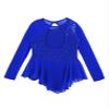 easyforever Kids Girls Ice Figure Skating Roller Skater Leotard Dress Floral Lace Long Sleeve Tutu Skirt Dancewear MM Royal Blue 14 Years view 4