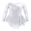 easyforever Kids Girls Ice Figure Skating Roller Skater Leotard Dress Floral Lace Long Sleeve Tutu Skirt Dancewear MM White 8 Years view 1